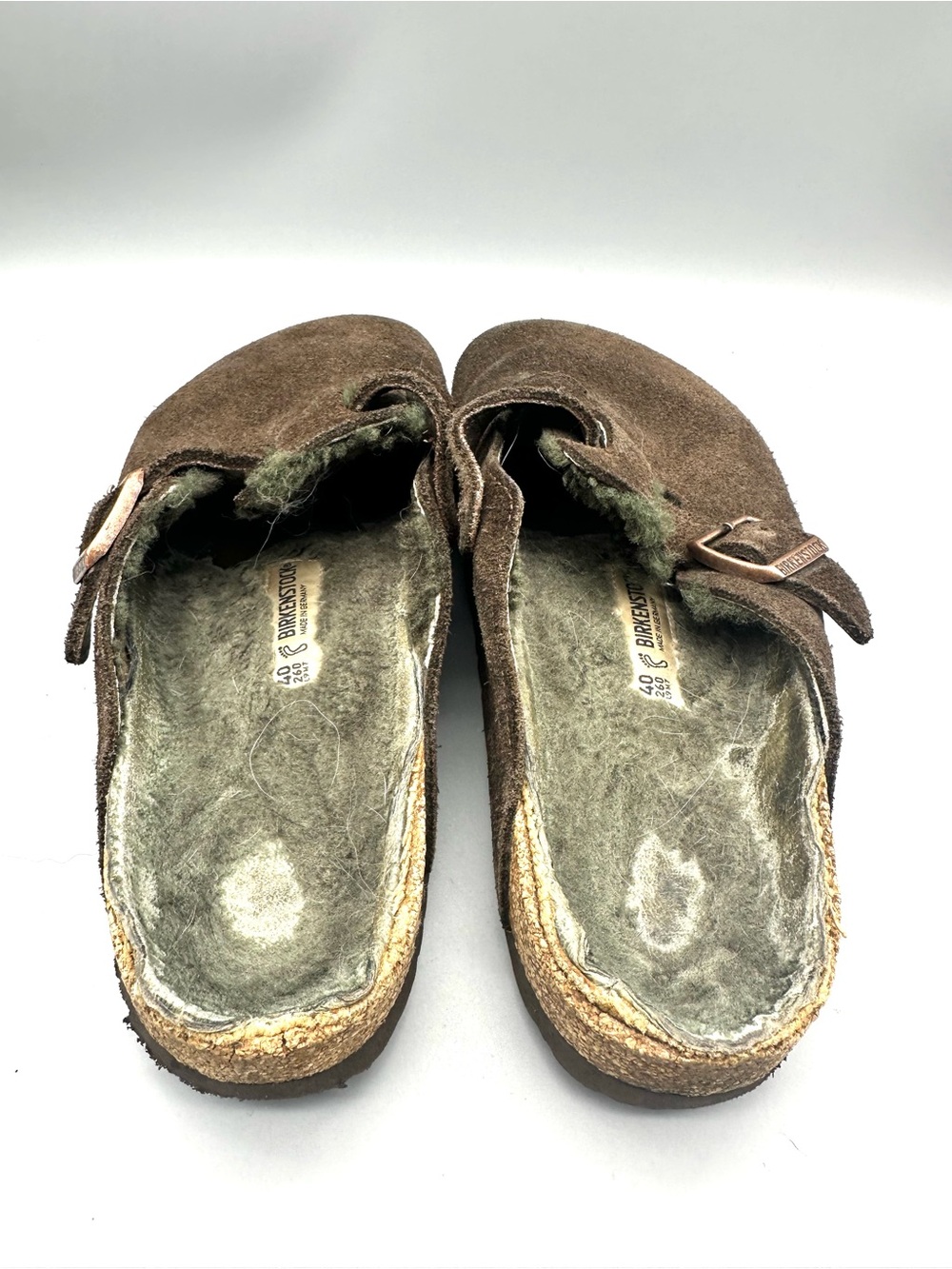 Birkenstock Boston Shearling Suede Clogs Brown Womens 40 Regular Width 0259061 - Picture 2 of 5